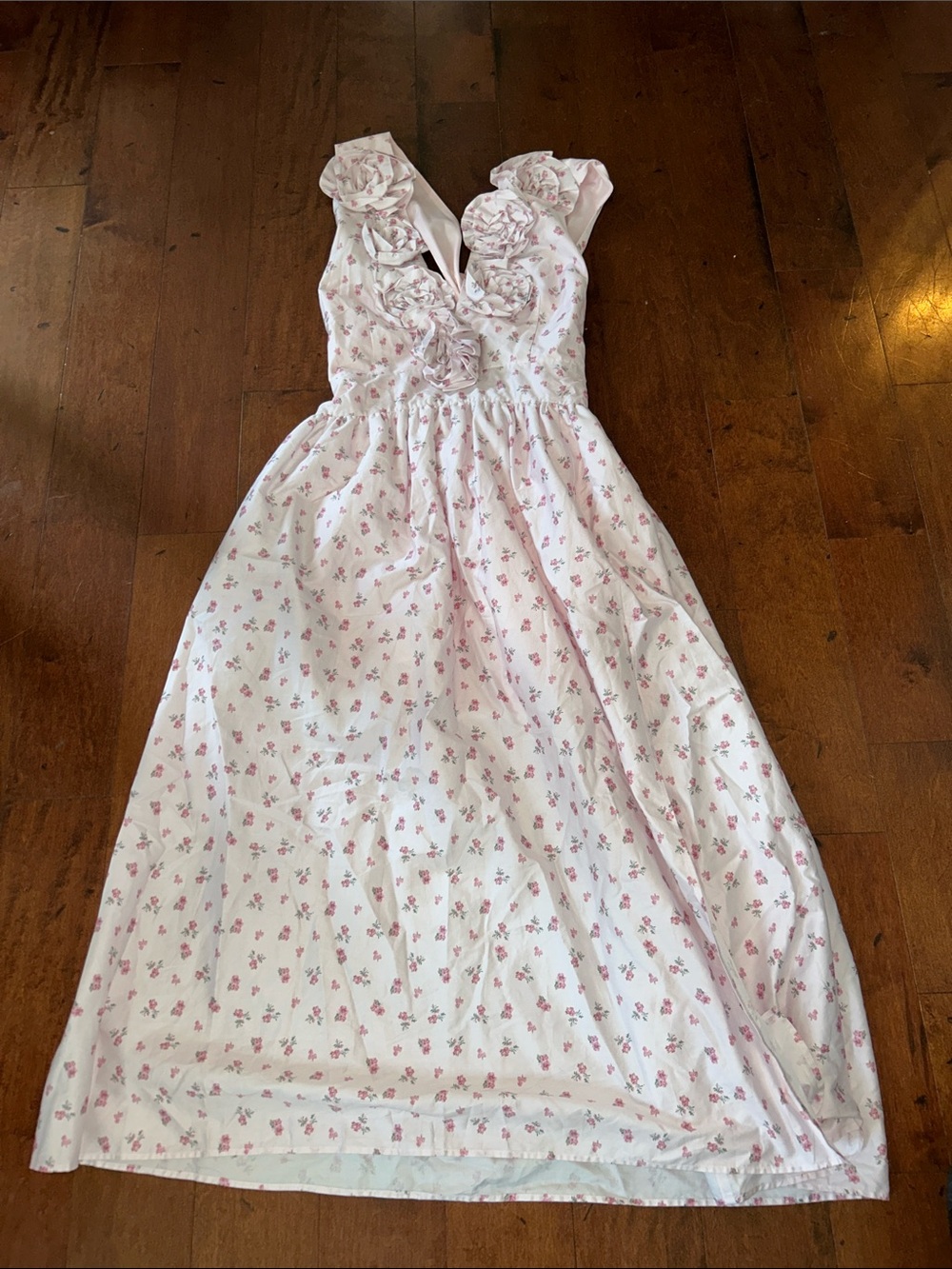 ASOS LUXE plunge drop waist corsage maxi dress in ditsy floral